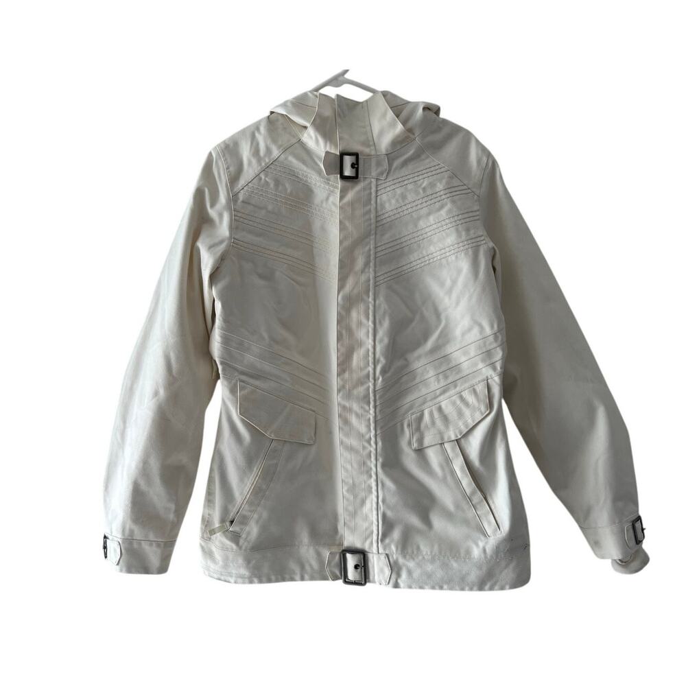 Burton Dryride Womens Jacket Size Medium White Zip Up Hooded Shell VGC